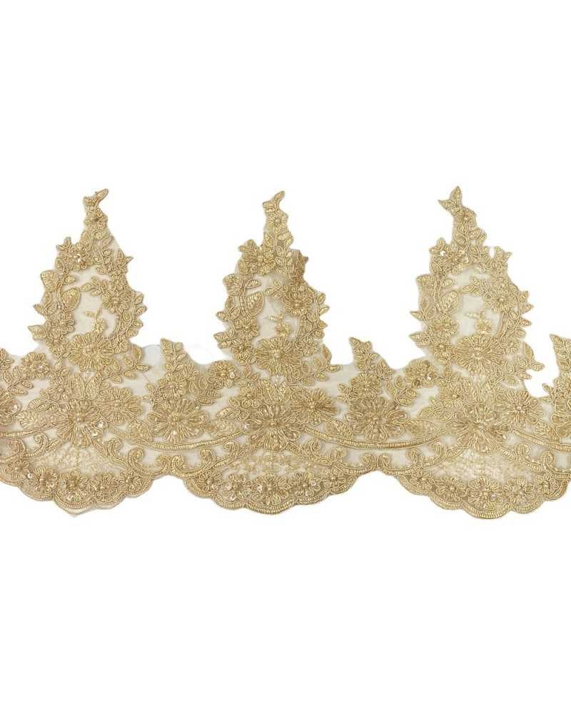 50 Cm Passamaneria Pizzo Rebrodè Ecrù Tulle Ricamato Alto 30 Cm