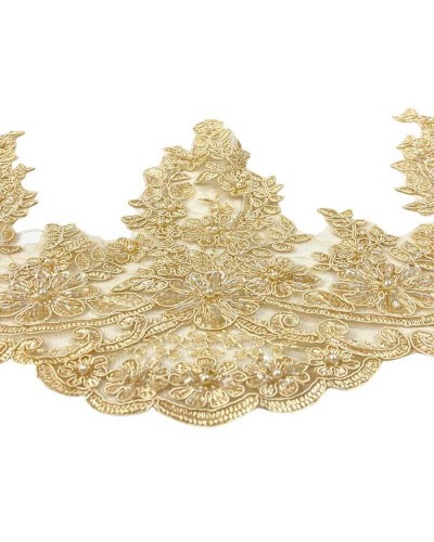 50 Cm Passamaneria Pizzo Rebrodè Ecrù Tulle Ricamato Alto 30 Cm