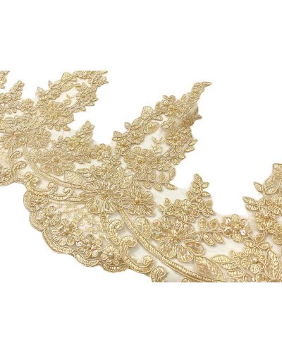 50 Cm Passamaneria Pizzo Rebrodè Ecrù Tulle Ricamato Alto 30 Cm