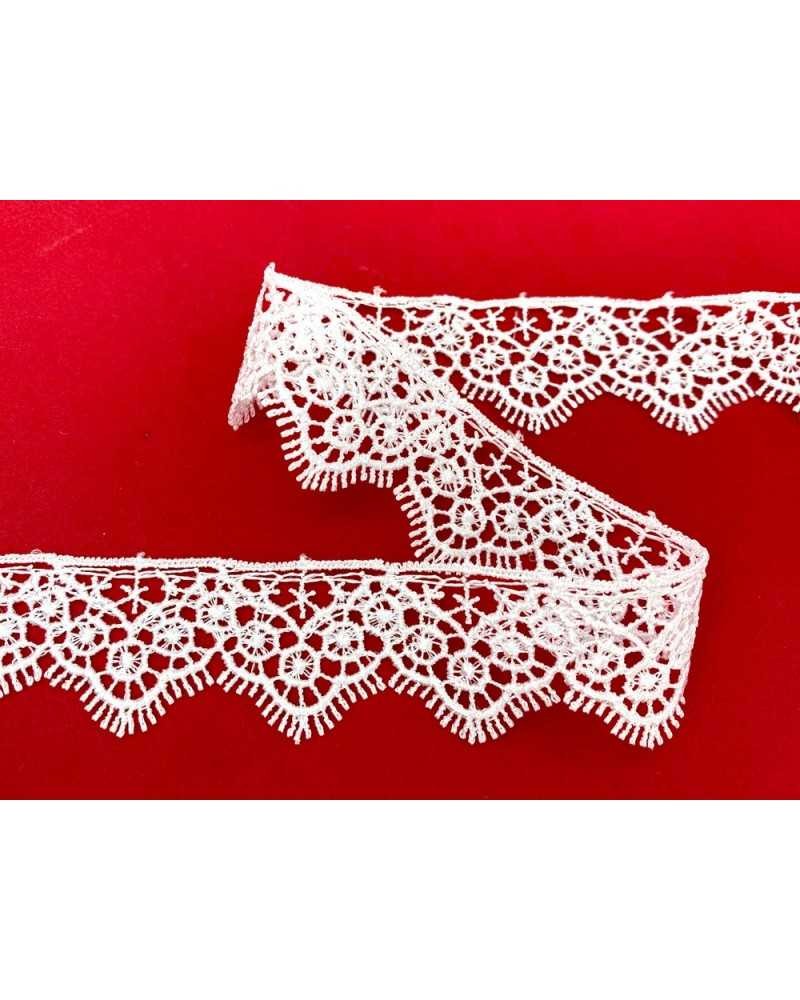 Passamaneria Pizzo Macramè Merletto Fiore Punta Smerlato Sfrangiata Alto 2,5 Cm