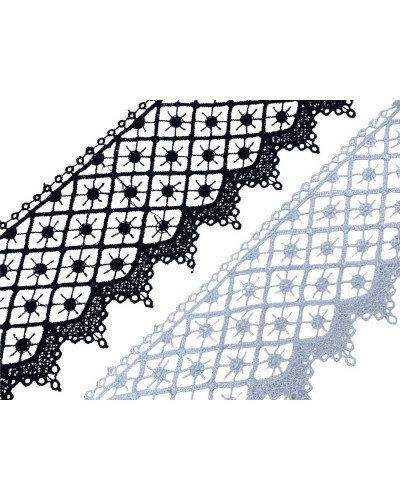Passamaneria Merletto Pizzo Macramè Disegno Rombo Pois Alto 7 Cm