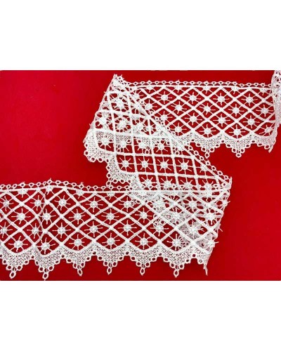 Passamaneria Merletto Pizzo Macramè Disegno Rombo Pois Alto 7 Cm