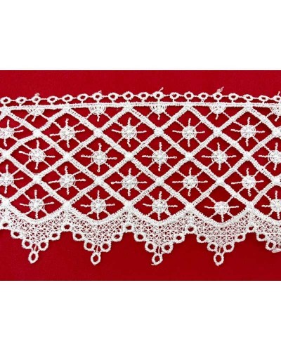 Passamaneria Merletto Pizzo Macramè Disegno Rombo Pois Alto 7 Cm
