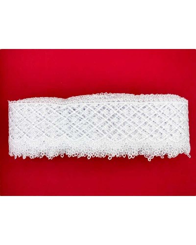 Passamaneria Merletto Pizzo Macramè Disegno Rombo Pois Alto 7 Cm