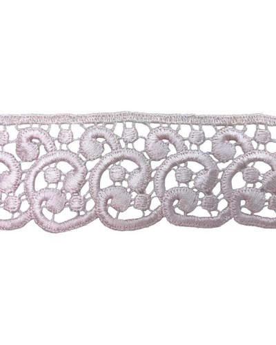 Passamaneria Pizzo Macramè Rosa Cipria Merletto Ricamo Ghirigoro Lucido Alto 4 Cm