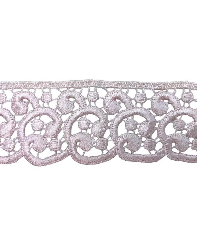Passamaneria Pizzo Macramè Rosa Cipria Merletto Ricamo Ghirigoro Lucido Alto 4 Cm