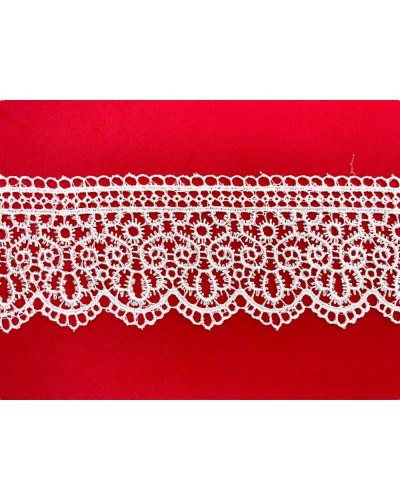 Passamaneria Pizzo Macrame Ricamo Ghirigoro Merletto Bianco Alto 5,5 Cm
