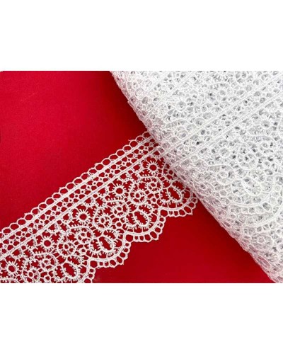 Passamaneria Pizzo Macrame Ricamo Ghirigoro Merletto Bianco Alto 5,5 Cm