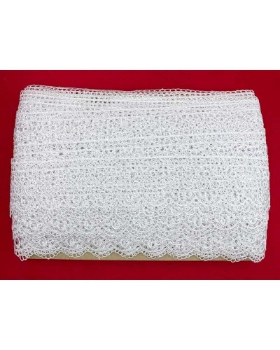 Passamaneria Pizzo Macrame Ricamo Ghirigoro Merletto Bianco Alto 5,5 Cm
