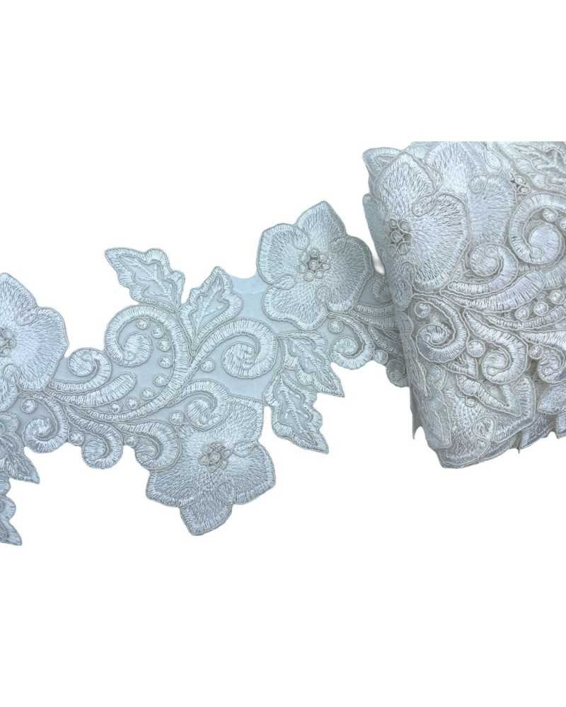 50 Cm Passamaneria Pizzo Rebrodè Bordo Tramezzo Smerlato Ritagliabile Sposa Fiore Alto 15 Cm