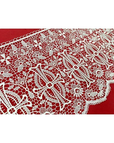 50 Cm Passamaneria Macramè Pizzo Ricamo Sacro Croce Fiori Smerlato Bianco Alto 25 Cm