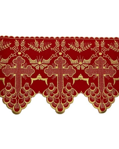 50 Cm Passamaneria Pizzo Sacro Punta Smerlata Croce Ricamo Filo Oro Lurex Alto 19 Cm