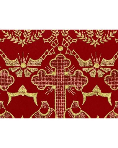 50 Cm Passamaneria Pizzo Sacro Punta Smerlata Croce Ricamo Filo Oro Lurex Alto 19 Cm