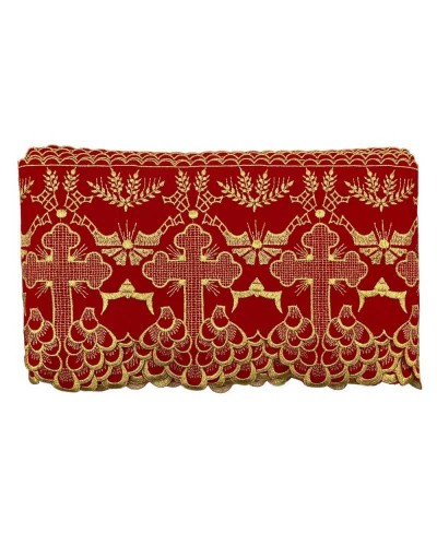 50 Cm Passamaneria Pizzo Sacro Punta Smerlata Croce Ricamo Filo Oro Lurex Alto 19 Cm