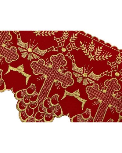 50 Cm Passamaneria Pizzo Sacro Punta Smerlata Croce Ricamo Filo Oro Lurex Alto 19 Cm