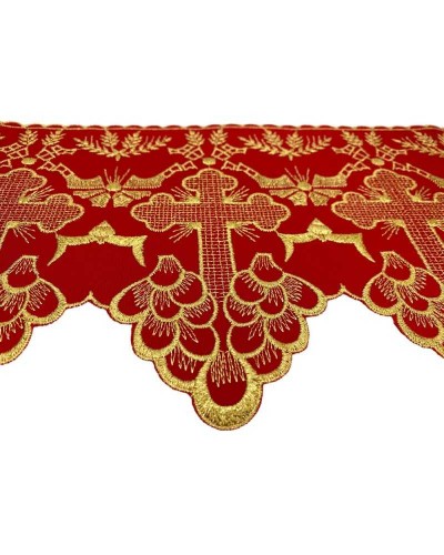 50 Cm Passamaneria Pizzo Sacro Punta Smerlata Croce Ricamo Filo Oro Lurex Alto 19 Cm