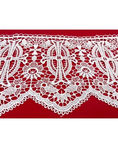 50 Cm Passamaneria Macramè Pizzo Ricamo Sacro Croce Fiori Smerlato Bianco Alto 14 Cm