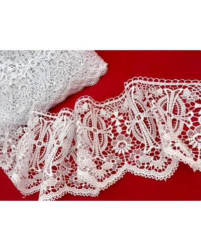 50 Cm Passamaneria Macramè Pizzo Ricamo Sacro Croce Fiori Smerlato Bianco Alto 14 Cm