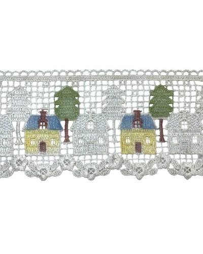 Passamaneria Merletto Macramè Panna Punta Disegno Casa Albero Alto 11 Cm