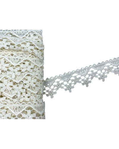 Passamaneria Pizzo Macramè Merletto Panna Fiore Triangolo Punta Alto 25 Mm