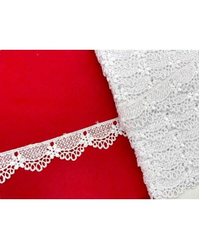Passamaneria Pizzo Macramè Puntina Bianco Merletto Smerlato Fiore Alto 2 Cm