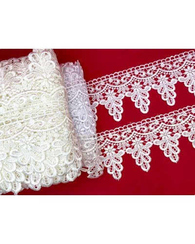 Passamaneria Pizzo Merletto Macramè Ghirigoro Fiore Foglia Capolvolta Alto 9,5 Cm