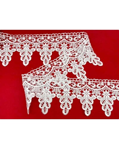 Passamaneria Pizzo Merletto Macramè Ghirigoro Fiore Foglia Capolvolta Alto 9,5 Cm