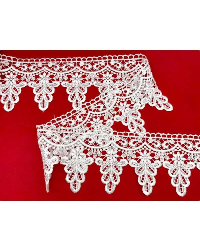 Passamaneria Pizzo Merletto Macramè Ghirigoro Fiore Foglia Capolvolta Alto 9,5 Cm