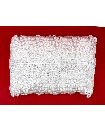 Passamaneria Pizzo Merletto Macramè Ghirigoro Fiore Foglia Capolvolta Alto 9,5 Cm