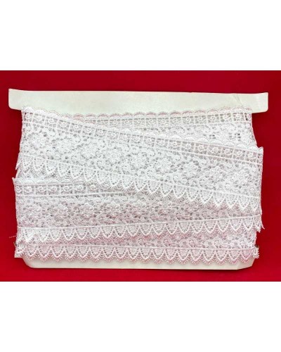 Passamaneria Pizzo Macramè Bianco Merletto Punta Sfrangiata Ricamo Fiore Alto 7 Cm