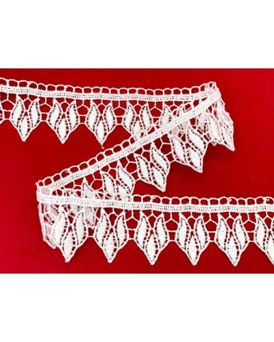 Passamaneria Merletto Bianco Pizzo Macramè Punta Foglia Alto 4 Cm