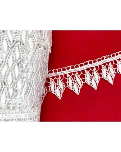 Passamaneria Merletto Bianco Pizzo Macramè Punta Foglia Alto 4 Cm