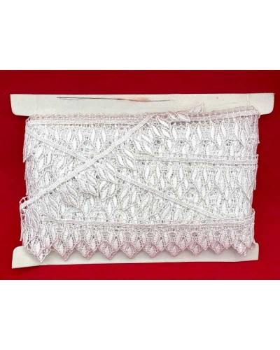 Passamaneria Merletto Bianco Pizzo Macramè Punta Foglia Alto 4 Cm