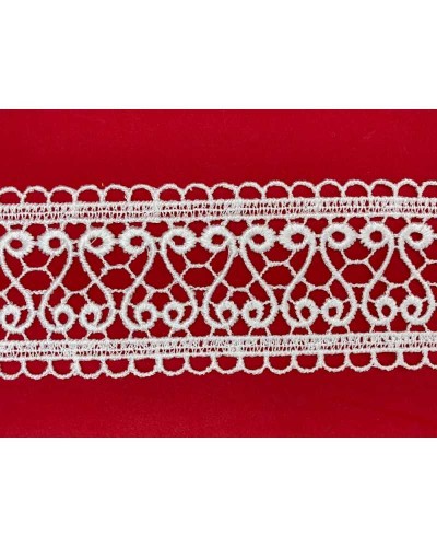 Passamaneria Tramezzo Bianco Bordo Macramè Pizzo Ricamo Ghirigoro Alto 6,5 Cm