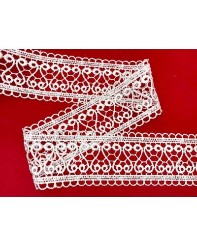 Passamaneria Tramezzo Bianco Bordo Macramè Pizzo Ricamo Ghirigoro Alto 6,5 Cm