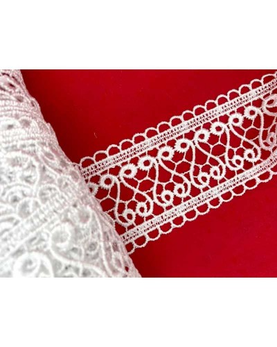 Passamaneria Tramezzo Bianco Bordo Macramè Pizzo Ricamo Ghirigoro Alto 6,5 Cm