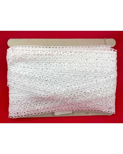 Passamaneria Tramezzo Bianco Bordo Macramè Pizzo Ricamo Ghirigoro Alto 6,5 Cm