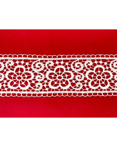 50 Cm Passamaneria Tramezzo Macramè Bianco Ricamo Ghirigoro Fiore Alto 5,5 Cm