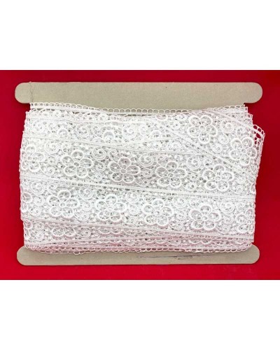 50 Cm Passamaneria Tramezzo Macramè Bianco Ricamo Ghirigoro Fiore Alto 5,5 Cm
