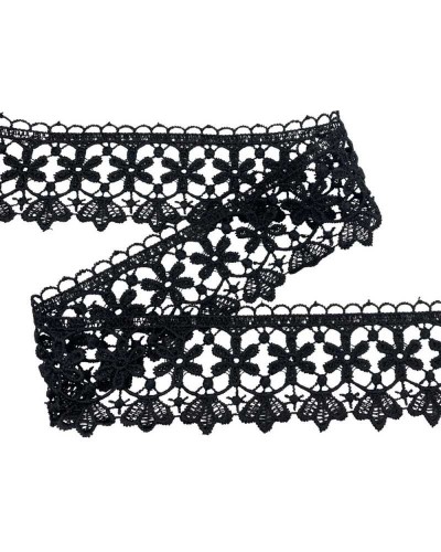 Passamaneria Pizzo Macramè Punta Bassa Ricamo Fiore 6 Petali Alto 6 Cm