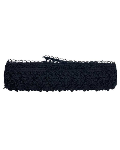 Passamaneria Pizzo Macramè Punta Bassa Ricamo Fiore 6 Petali Alto 6 Cm