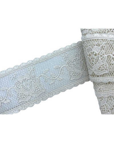 Passamaneria Tramezzo Panna Chiaro Merletto Macramè Ricamo Fiore Pizzo Alto 6 Cm