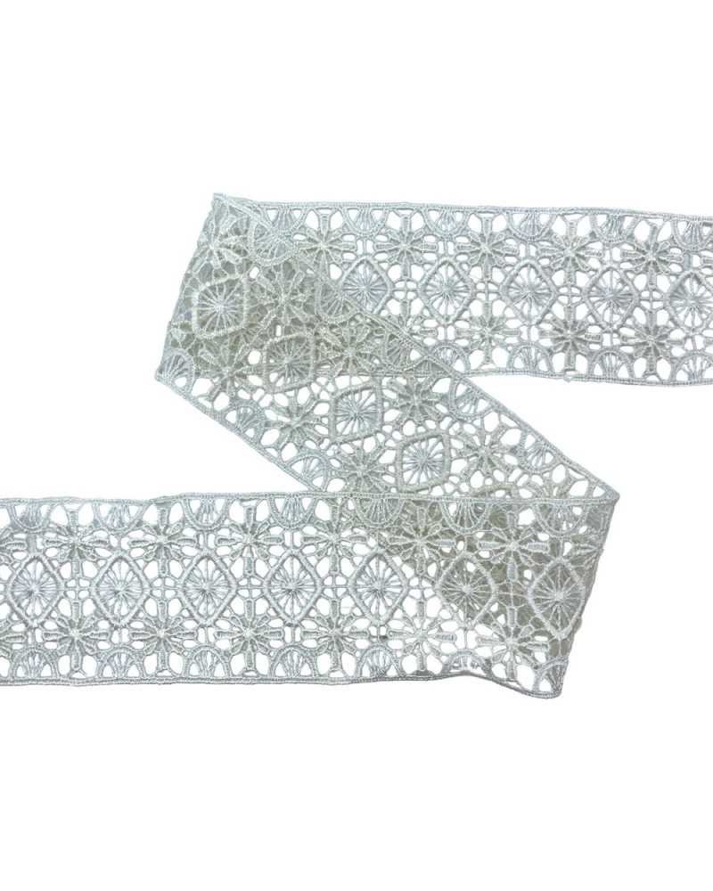 Passamaneria Macramè Ricamo Rombo Tramezzo Panna Alto 5 Cm