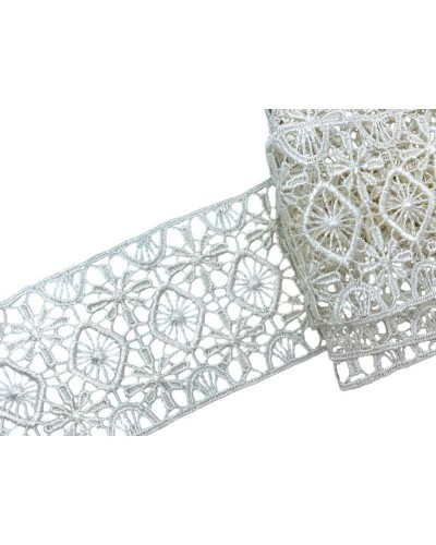 Passamaneria Macramè Ricamo Rombo Tramezzo Panna Alto 5 Cm