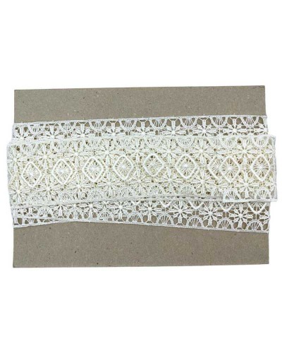 Passamaneria Macramè Ricamo Rombo Tramezzo Panna Alto 5 Cm