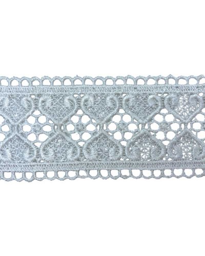 Passamaneria Macramè Ricamo Cuore Tramezzo Bianco Latte Alto 6 Cm