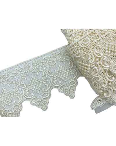 Passamaneria Pizzo Macrame Ricamo Ghirigoro Medaglione Merletto Panna Alto 10 Cm