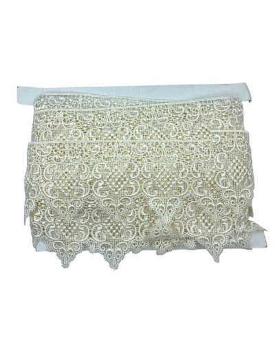 Passamaneria Pizzo Macrame Ricamo Ghirigoro Medaglione Merletto Panna Alto 10 Cm