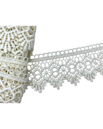 Passamaneria Pizzo Macrame Ricamo Rombo Merletto Panna Alto 5,5 Cm