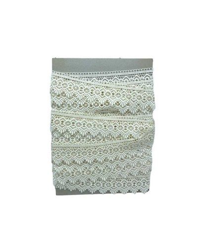 Passamaneria Pizzo Macrame Ricamo Rombo Merletto Panna Alto 5,5 Cm